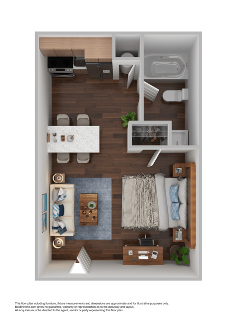 Floor plan for studio, 1 bath, 400 sqft